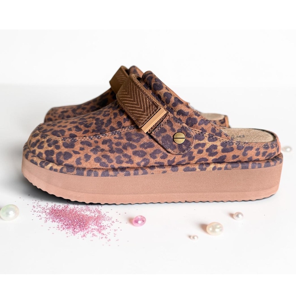 Dr. Scholls - Womens Leopard Print Platform Clogs Slingback - Size 7